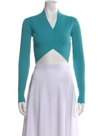 Pre-owned Rta V-neck Long Sleeve Crop Top W/ Tags In Orange