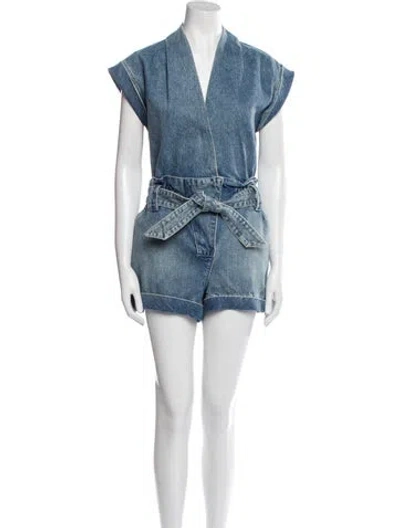 Pre-owned Rta V-neck Romper In Blue