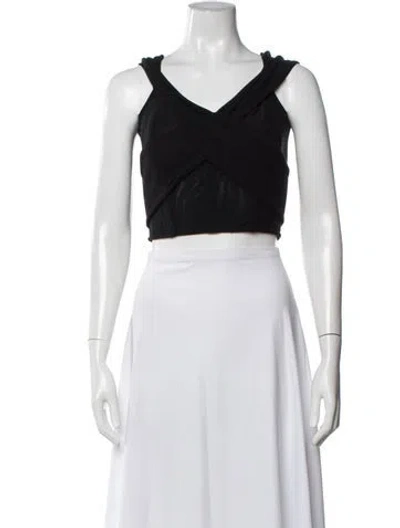 Pre-owned Rta V-neck Sleeveless Crop Top In Black