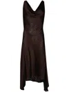 Rta Wave-print Cowl-neck Midi Dress In Brown