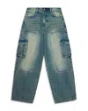 Rta Wide Leg Cargo Jeans In Blue Miner