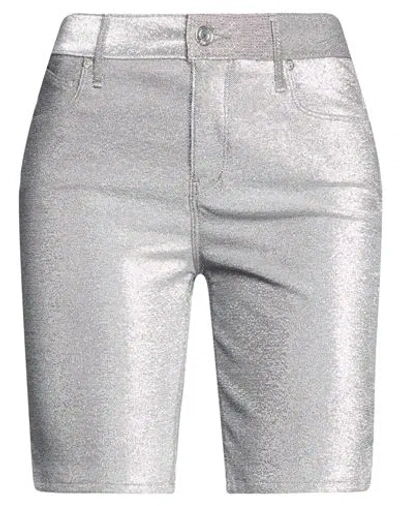 Rta Woman Shorts & Bermuda Shorts Silver Size 24 Cotton, Metallic Polyester, Elastane