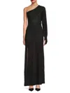 Rta Women's Allyna One Shoulder Silk Maxi Dress In Black