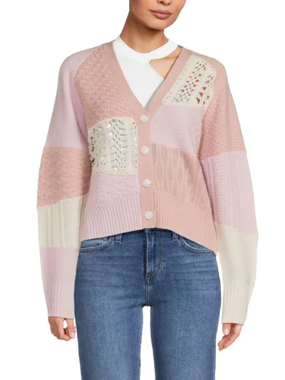 Rta Women's Colorblock Wool Blend Cardigan In Light Pastel