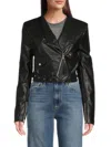 Rta Women's Faux Leather Cropped Biker Jacket In Black