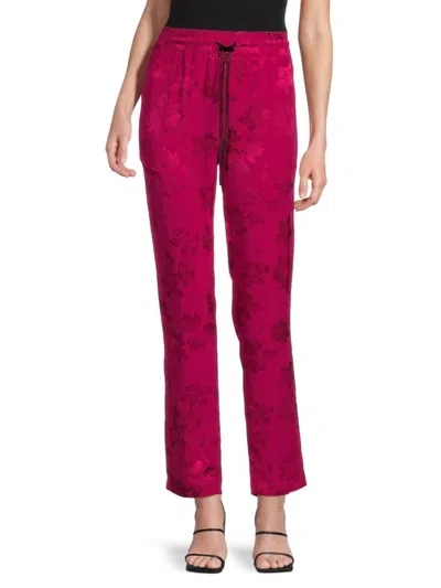 Rta Women's Fiona Floral Satin Drawstring Pants In Pink