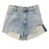 Rta Women's High Rise Raw Hem Denim Shorts In Light Wash In Blue