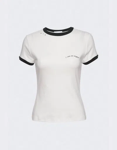 Rta Women's I Am No Angel Tee In Off White & Green