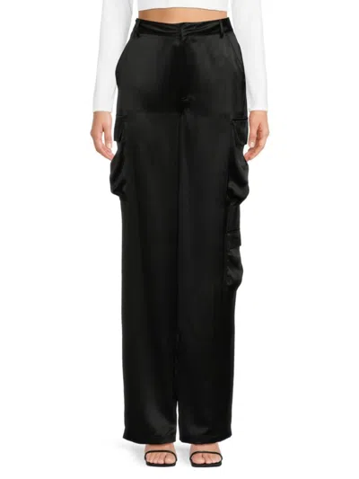 Rta Women's Santiago Silk Cargo Pants In Black