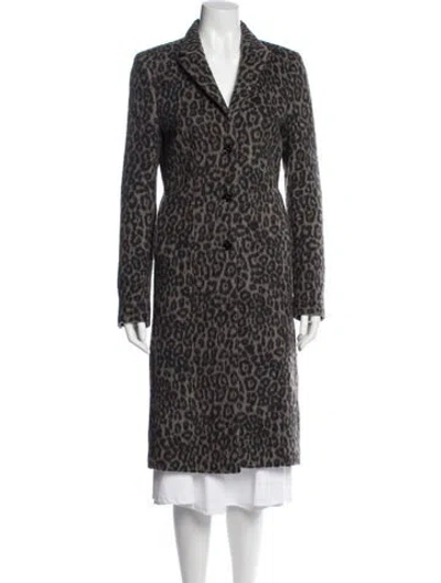 Pre-owned Rta Wool Animal Print Faux Fur Coat In Gray