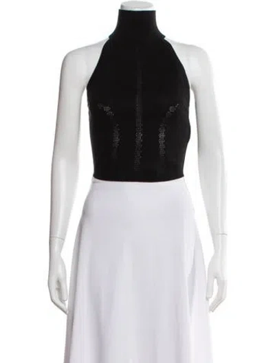 Pre-owned Rta Wool Halterneck Crop Top W/ Tags In Black