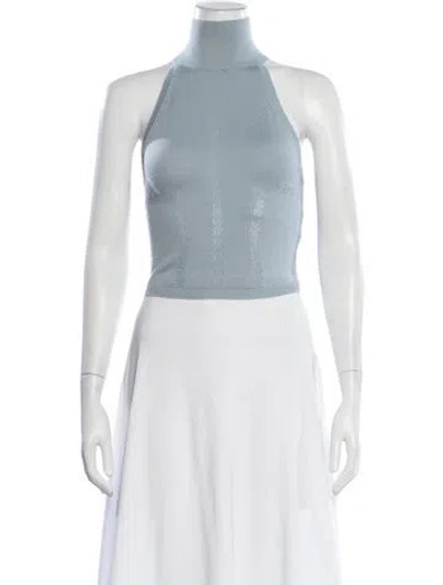 Pre-owned Rta Wool Mock Neck Crop Top In Blue