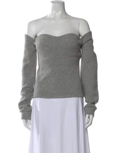 Pre-owned Rta Wool Off-the-shoulder Sweater In Gray