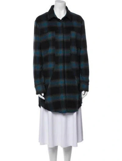 Pre-owned Rta Wool Plaid Print Coat In Blue