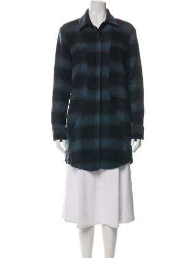 Pre-owned Rta Wool Plaid Print Coat In Blue