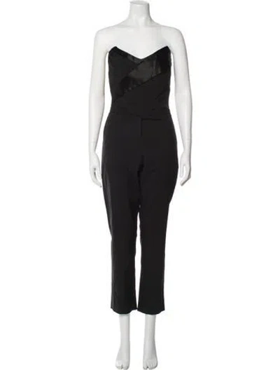Pre-owned Rta Wool Strapless Jumpsuit In Black