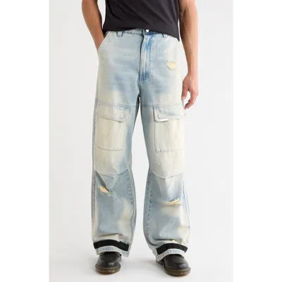 Rta Wylie Distressed Relaxed Leg Cargo Jeans In Blue