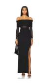 Rta Zadie Long Sleeve Maxi Dress In 블랙