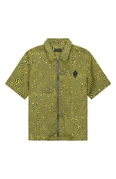 Rta Zeno Topography Short Sleeve Zip-up Shirt In Green