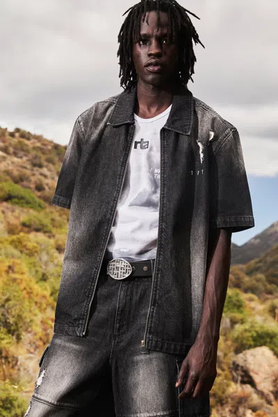 Rta Zeno Zip Up Denim Shirt In Black