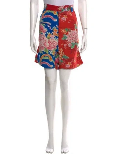 Pre-owned Rth Floral Print Knee-length Shorts In Red