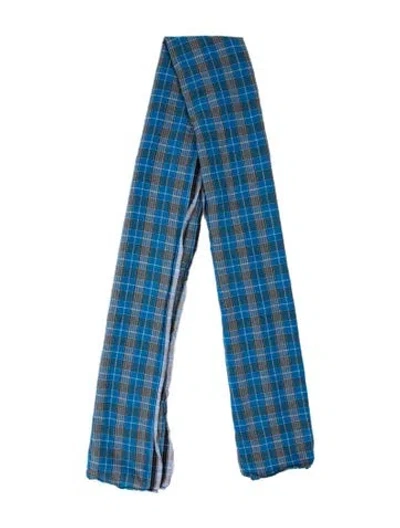 Pre-owned Rth Plaid Print Scarf In Blue