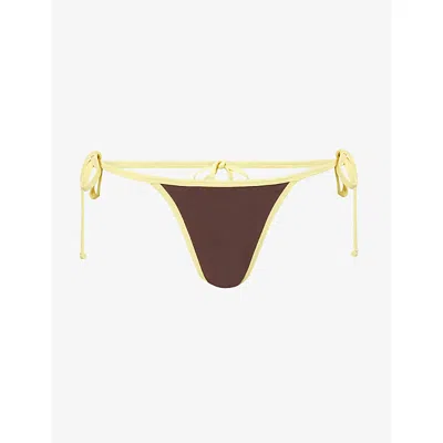Ru & Rocka Womens Brown Contrast-piping Bikini Bottoms Xs