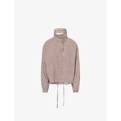 Ru & Rocka Womens Brown Gingham-print Cotton Jacket