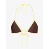 Ru & Rocka Womens Brown Piping Triangle Bikini Top In Brown