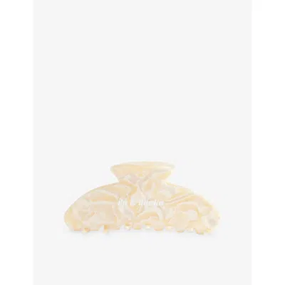 Ru & Rocka Womens Butter Logo Acetate Claw Clip Butter Cream In Yellow