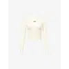 Ru & Rocka Womens Butter Cream Logo-patch Ribbed Cotton Top In Yellow