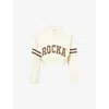 Ru & Rocka Womens Cream Cropped Polo Cotton-blend Sweatshirt Xs In Neutral