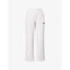 Ru & Rocka Womens Grey / Burgundy Core Straight-leg Cotton-blend Jogging Bottoms In White