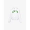 Ru & Rocka Womens Grey Green Varsity Logo-print Jersey Hoodie In Gray