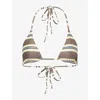 Ru & Rocka Womens Lemon Brown Stripe-print Bikini Top In Multi