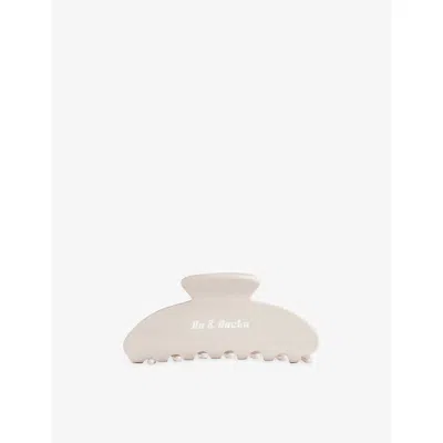 Ru & Rocka Womens Oatmeal Branded Acetate Claw Clip In Neutral