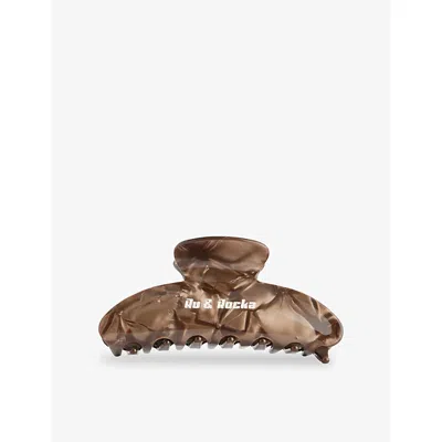 Ru & Rocka Womens Butter Logo Acetate Claw Clip Brown