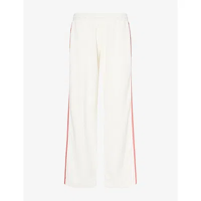 Ru & Rocka Womens  Side-stripe Towelling Jogging Bottoms In White / Red