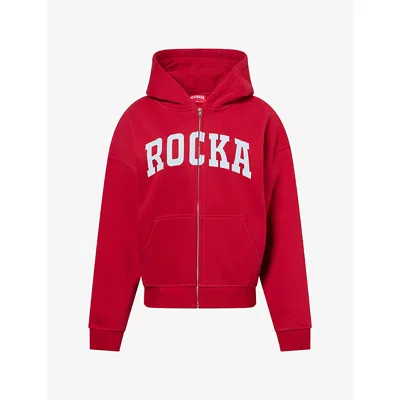 Ru & Rocka Womens  Varsity Logo-print Jersey Hoody In Red / Blue