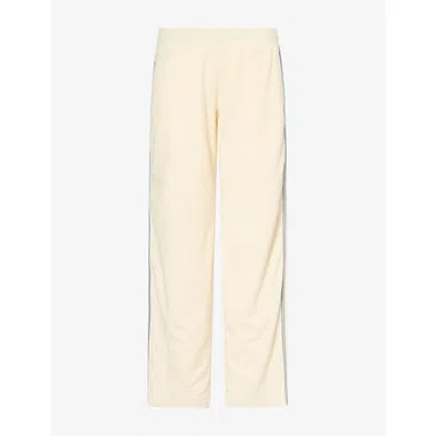 Ru & Rocka Womens Side-stripe Towelling Jogging Bottoms Cream / Blue