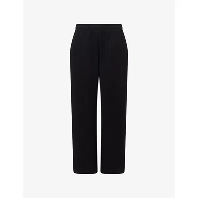 Ru & Rocka Womens Travel Straight-leg Cotton-jersey Jogging Bottoms Black