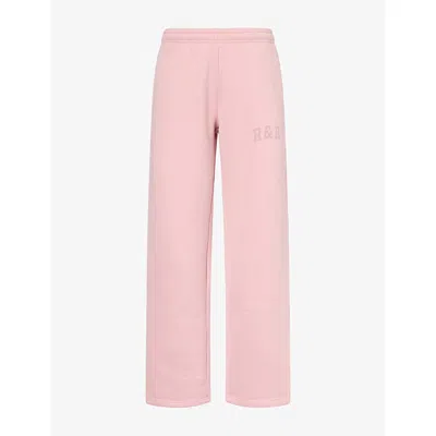 Ru & Rocka Womens Varsity Logo-print Jersey Jogging Bottoms Dusk Pink Xs