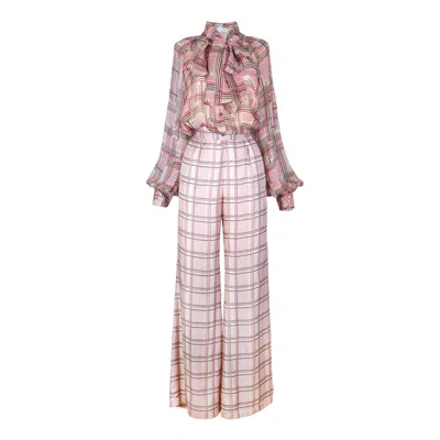 Rua & Rua Pink / Purple Silk Shirt And Pants Set In Pink In Pink/purple