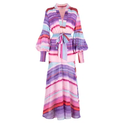 Rua & Rua Women's Batiste Cotton Long Shirt Dress Multicolour