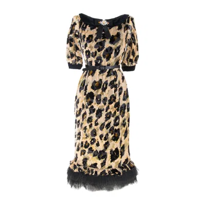 Rua & Rua Women's Black Devoré Silk Dress