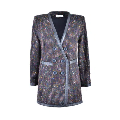 Rua & Rua Women's Black Sequinned Bouclé Tweed Blazer Dress