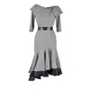 Rua & Rua Women's Black / White Asymmetrical Mermaid Off-shoulder Silk Dress In Black/white