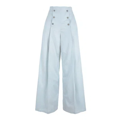 Rua & Rua Women's Blue High-waisted Cotton Wide-leg Trousers