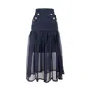 Rua & Rua Women's Blue High-waisted Dual-fabric Long Skirt With Buttons In Blue