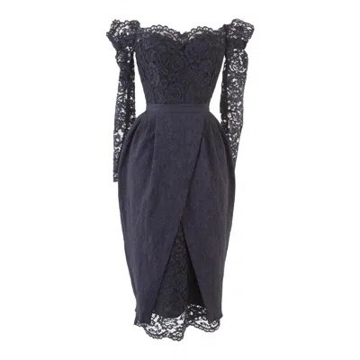 Rua & Rua Women's Blue Off-shoulder Lace Bustier Dress